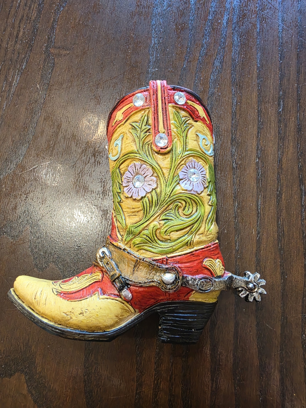 Yellow and Red Decorative Western Boot Wall Accent